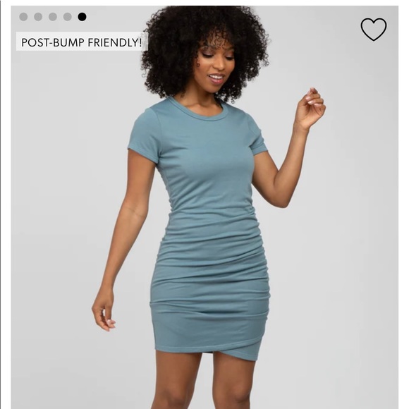 Brand New Medium PinkBlush Light Teal Wrap Maternity T-Shirt Dress - Picture 5 of 5